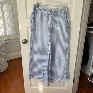 Vineyard Vines Blue/white stripe Linen Wide Leg Drawstring Pant Women’s L